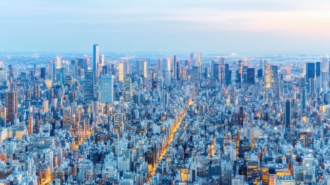 Stunning aerial view of tokyo cityscape at dusk urban landscape photography vibrant city life panoramic perspective