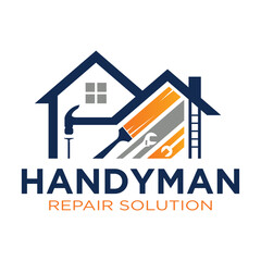 House repair tools logo. Handyman tools logo template.