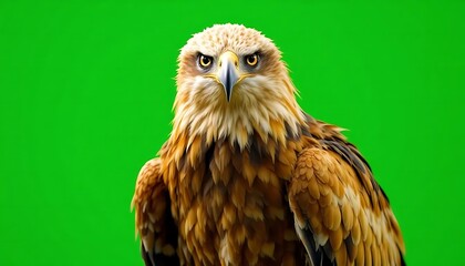Majestic Eagle Portrait: Golden Hues Against Green