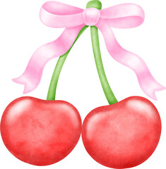 Coquette cherries with pink bow