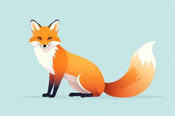 Obraz premium there is a cartoon fox sitting on the ground with a blue background