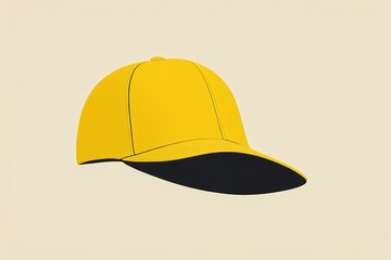 there is a yellow hat with a black peak on it