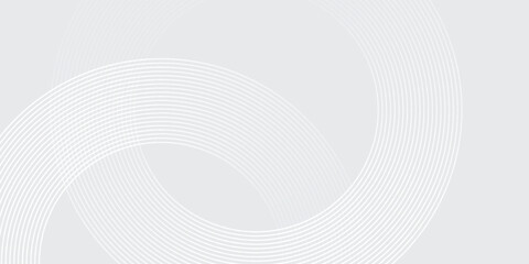 Abstract white glowing geometric lines on gray background. Modern shiny blue circle lines simple