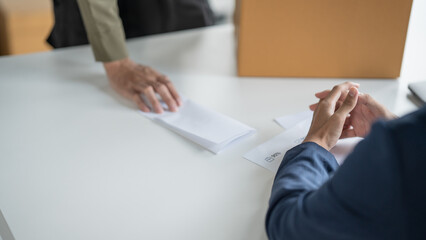 Departing Professional Businessman Resignation Announcement Farewell in Business