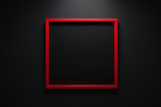 arafed red frame on a black wall with a spotlight