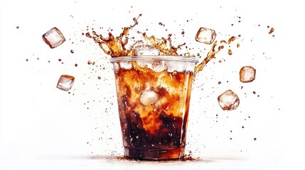 Artistic set of coffee beans and coffee cup drinks isolated on white background,hand-drawn vector,hot coffee drinks,cafe shop,modern flat design,Fashionable and cute coffee motif concept.