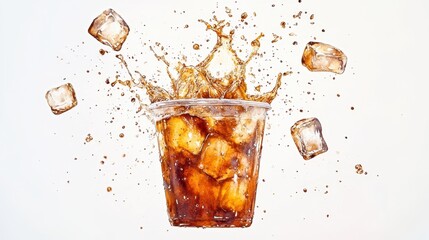 Artistic set of coffee beans and coffee cup drinks isolated on white background,hand-drawn vector,hot coffee drinks,cafe shop,modern flat design,Fashionable and cute coffee motif concept.