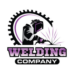Professional welding service logo design template.