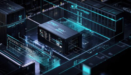 Fototapeta premium AI secures digital payments with encrypted systems visualized.