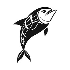 Fototapeta premium Silhouette of a leaping fish, perfect for logos or aquatic themes icon