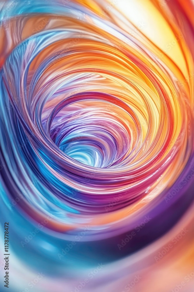 Poster close-up of swirling lines and colorful gradients blending seamlessly into abstract vortex symbolizi