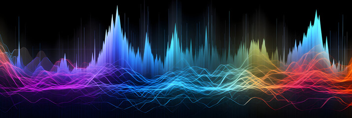 Abstract visualization of High-Frequency (HF) in the 600 MHz Spectrum in Vibrant Colors
