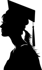 Silhouette of Graduate Woman with Cap