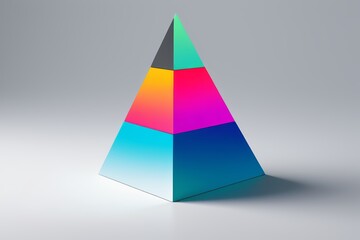 a close up of a colorful pyramid with a gray background