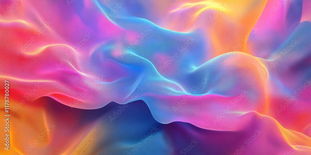 Poster explore a vibrant and colorful abstract backdrop featuring a fluid mesh texture, perfect for creativ