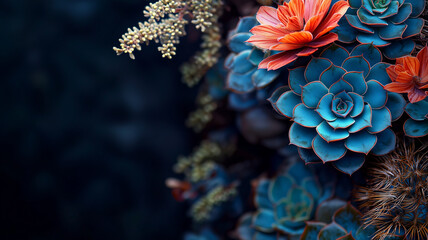 Obraz premium Close-up of vibrant blue succulents with red-edged leaves in stunning detail 