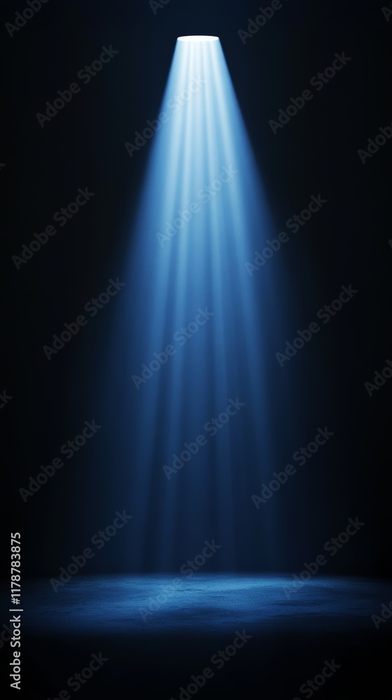 Poster a captivating image of glowing blue light rays emanating from above, creating an enchanting atmosphe