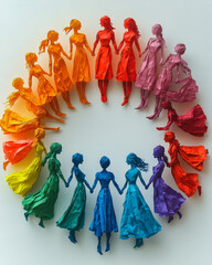 Obraz premium Gradient-Colored Women in a Circle of Empowerment