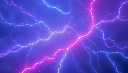 A visual abstraction of electric lightning in blue and pink, evoking thoughts of battle and confrontation. Versus screen, digital art, with white tones