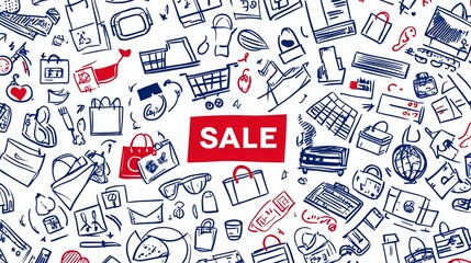Shopping spree seamless pattern celebrating big sales and discounts