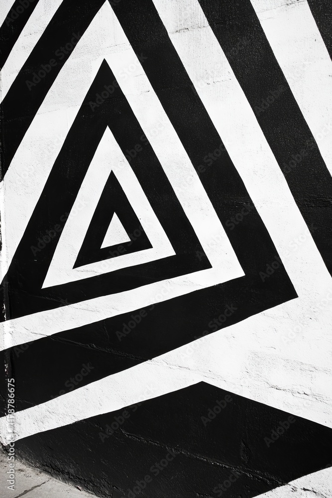 Aufkleber a striking abstract geometric pattern featuring bold black and white triangles. this modern design c
