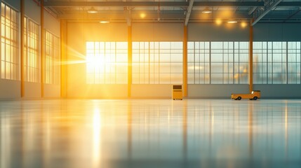 Efficient robotic conveyor system in a modern warehouse automated logistics operations bright sunlit environment dynamic perspective innovative technology concept