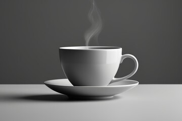 there is a cup of coffee on a saucer with a steam rising out of it
