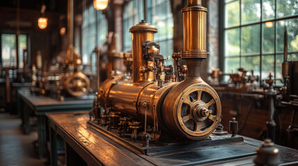 A museum exhibit showcasing vintage machinery from the early 20th century