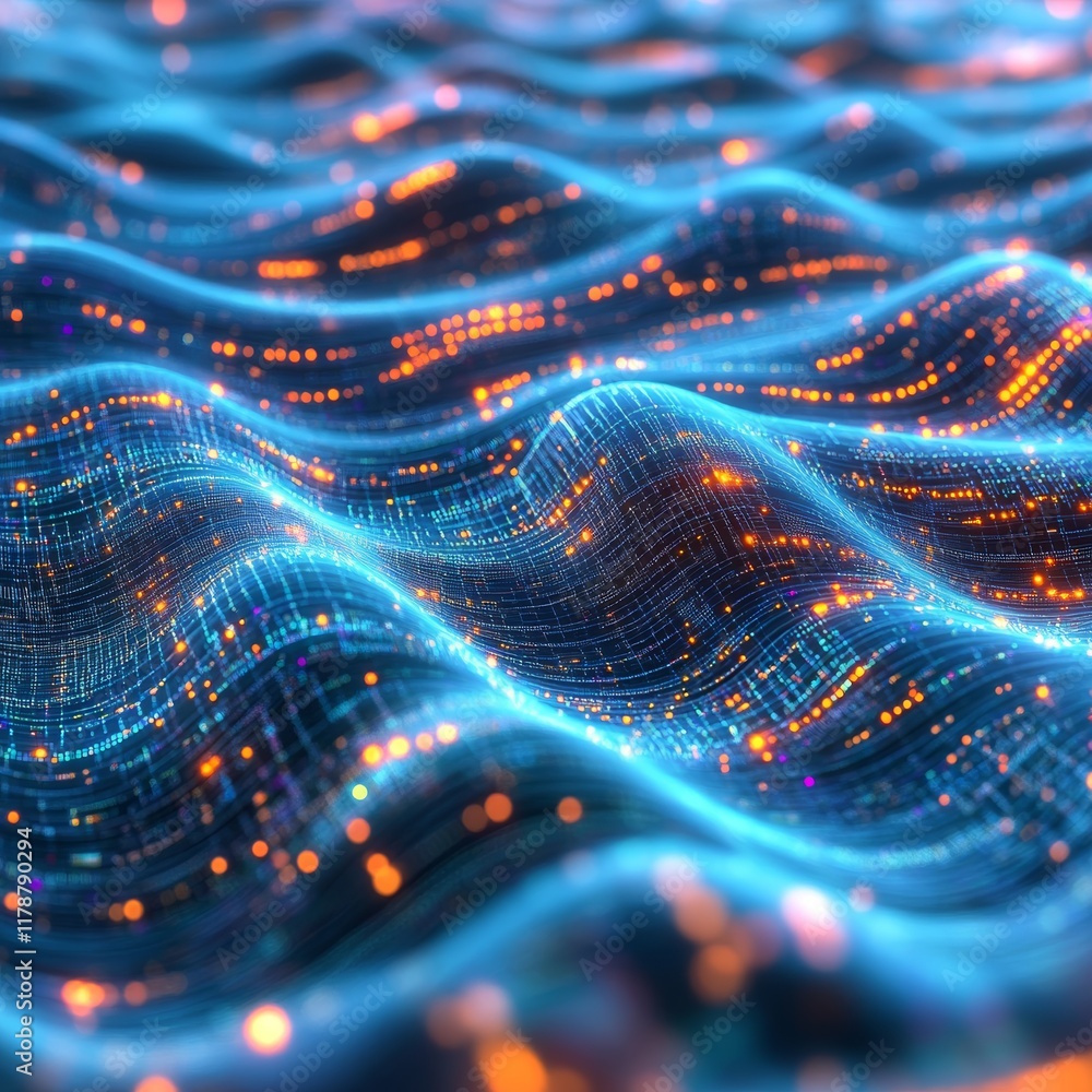 Aufkleber captivating abstract background with intertwined lines and glowing particles in vibrant colors