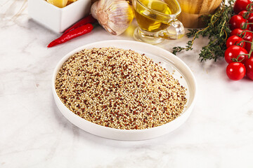 Raw dry quinoa seeds cereal