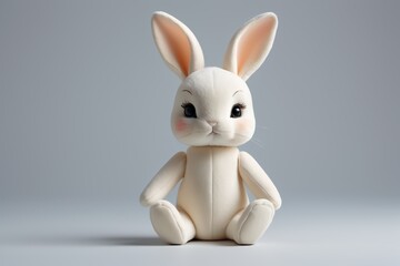 there is a white rabbit that is sitting on the floor