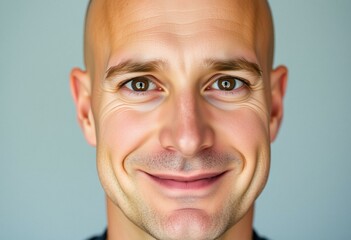 Fototapeta premium Portrait of a bald man with a gentle smile