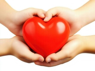 Obraz premium Children holding a red heart, love, care, and health