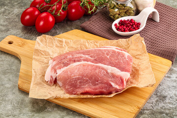 Raw pork steak for cooking