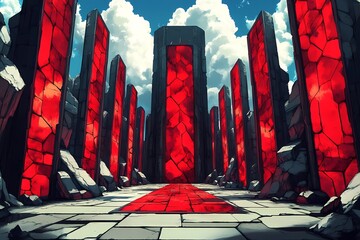 Crimson Dreamscape: Abstract Fantasy Art