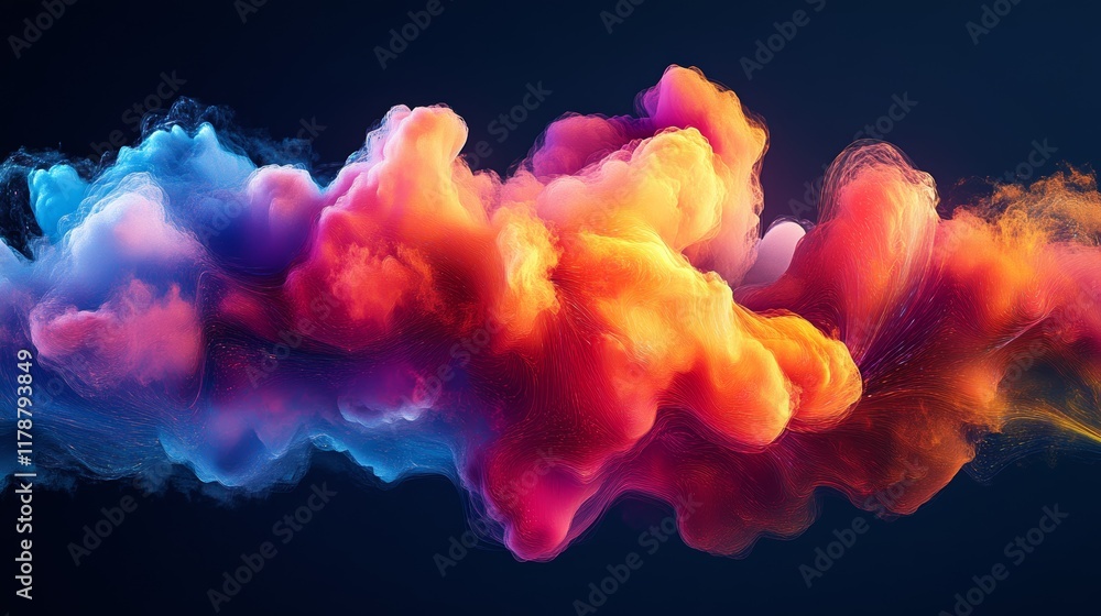 Poster Colorful Abstract Background of Cloud-like Formations in a Dark Environment for Data Visualization Concepts