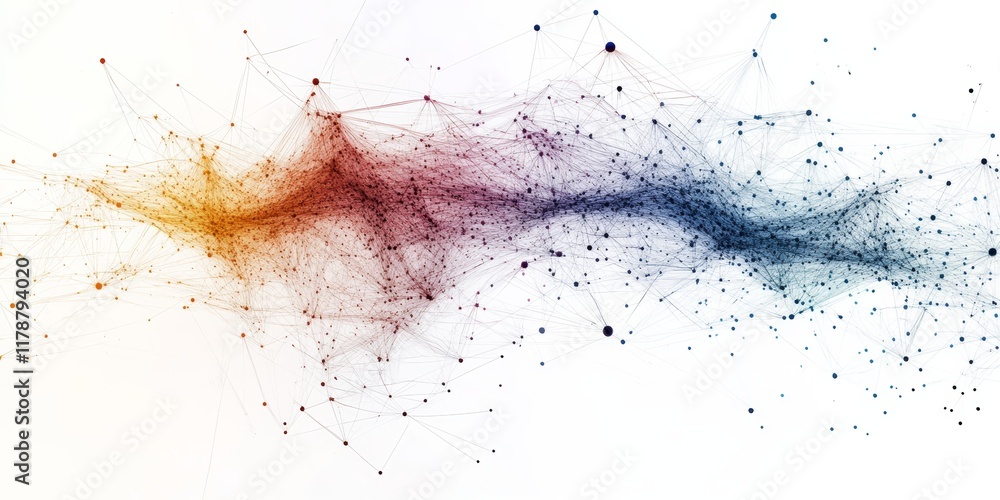 Poster abstract data visualization of web interconnections emphasizing perspective and navigation dynamics