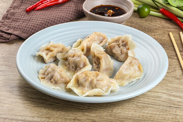 Asian steamed dumplings with meat