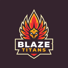 Sports logo with Blaze Titans vector illustration design. Perfect for branding, team emblems, and dynamic visuals. Features bold, modern, and creative graphics ideal for sports-themed projects.