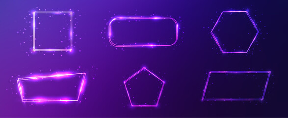 Neon double frame with shining effects