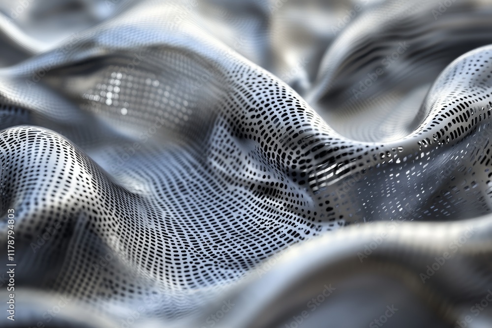 Poster explore a realistic abstract representation of big data through soft textures and intricate wave pat