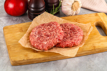 Raw round beef cutlet minced meat