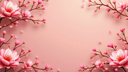 Fototapeta premium Pink Cherry Blossom Floral Background. Springtime, Nature, and Beauty Concept.