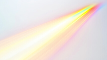 radiant spectrum light beam on soft white background for abstract design and creative visuals. Background with copy space