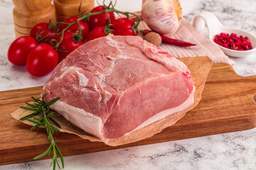 Raw pork meat piece for cooking