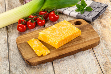 Marble yellow cheese with slices
