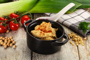 Natural chickpea hummus with paprika