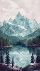 Naklejka premium A mountain range with a lake in the foreground