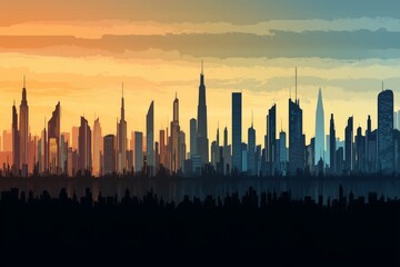 Obraz premium Vector silhouette set of cityscapes with skyline and urban panorama backgrounds
