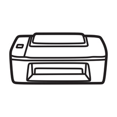 printer vector image, simple black and white lines, front view